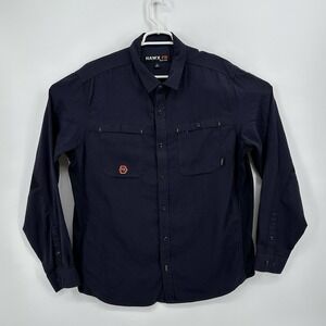 Hawx FR Shirt Men's L Work Gear Long Sleeve Flame Resistant Blue Welder